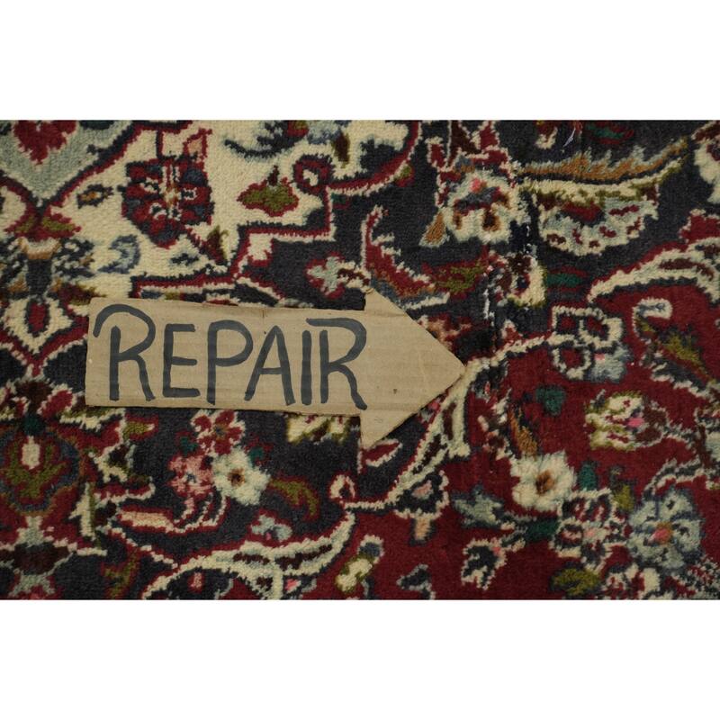 Hand Knotted Oriental 100% Wool Carpet Traditional Geometric Red Mashad Area Rug - 12' 10'' X 9' 1''