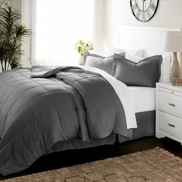 slide 2 of 9, Luxury 8-piece Bed in a Bag Set by Becky Cameron Slate - California King