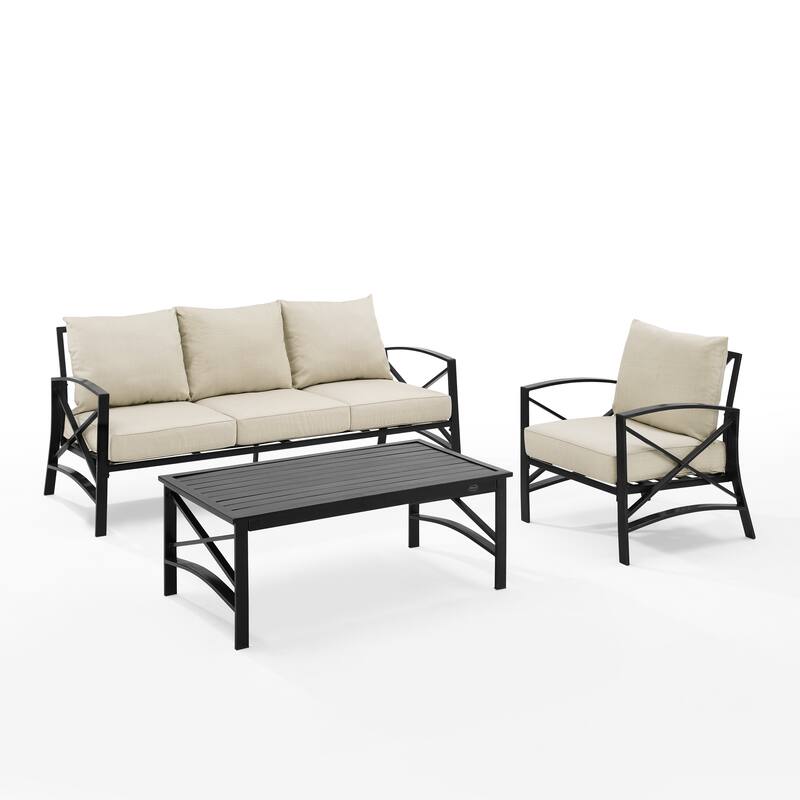 Crosley Kaplan 3Pc Outdoor Sofa Patio Furniture Set - 119 W x 68.5 D x 32 H