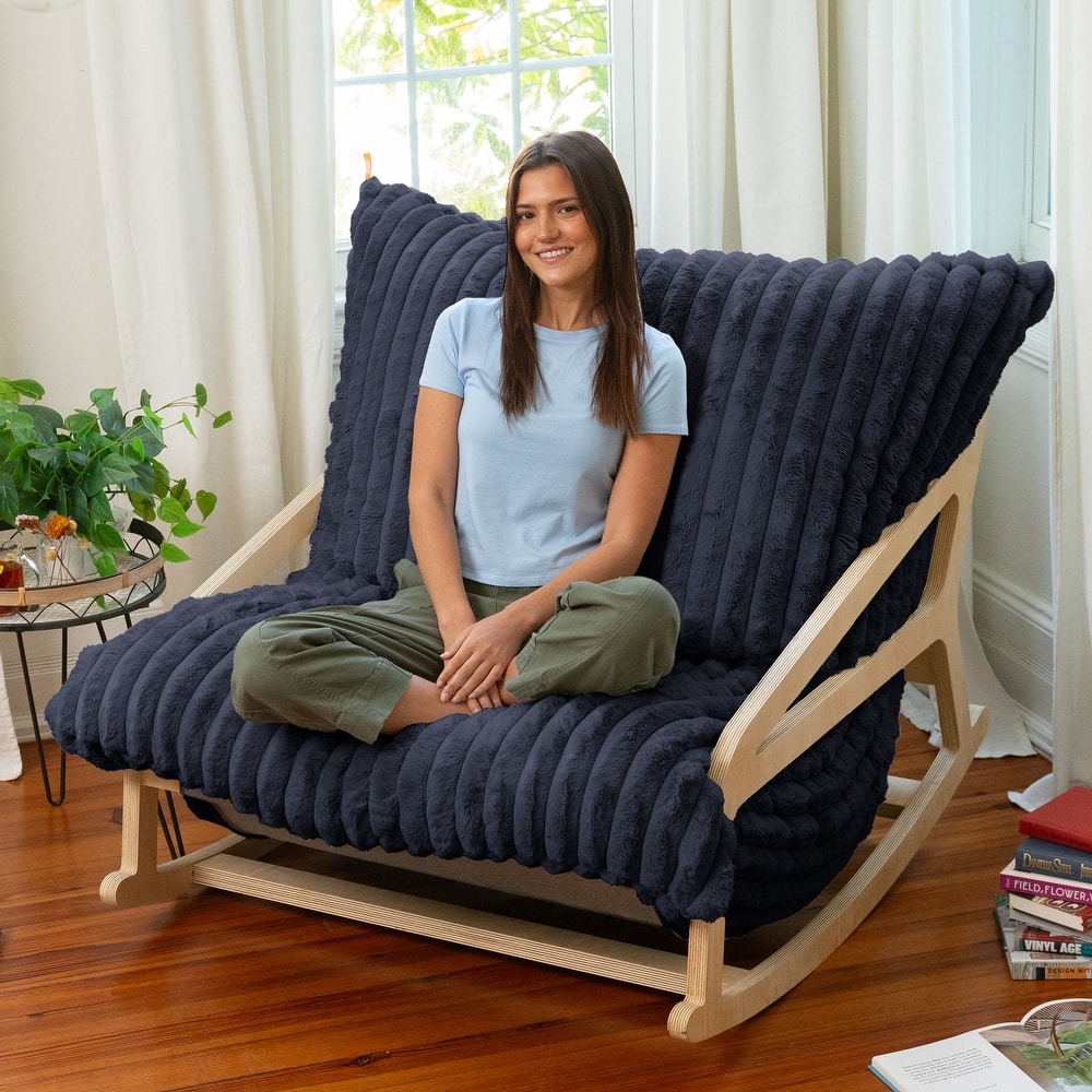 Pillow Saxx Bean Bag Rocking Chair - Elegant Oversized Rocker with Modern Wood Frame