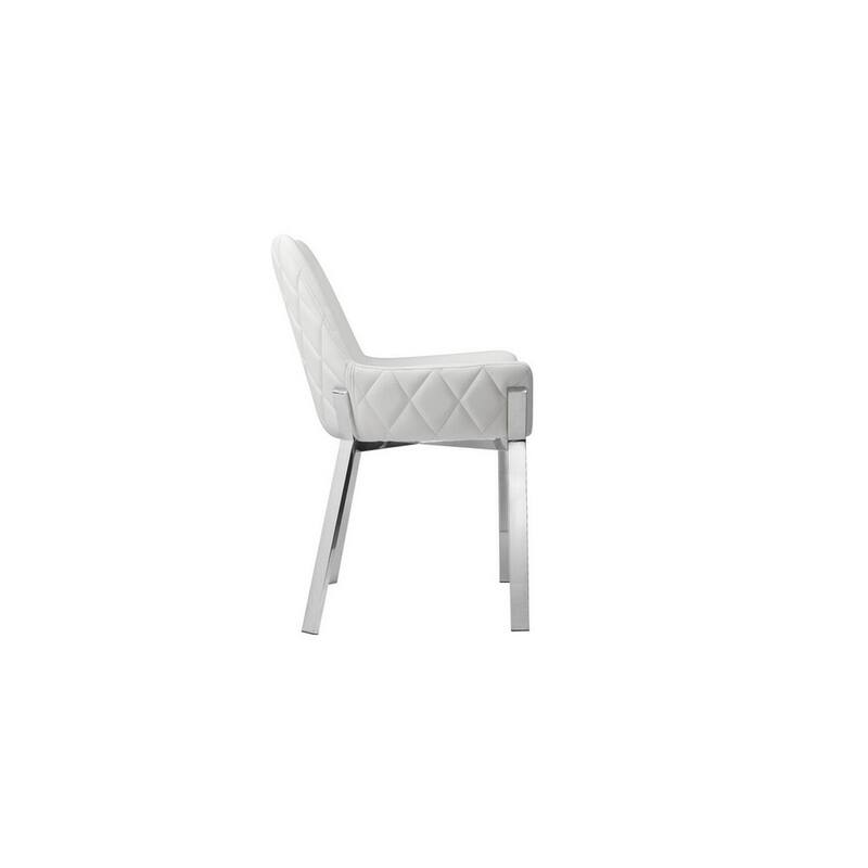 Silver/White Faux Leather Upholstered Metal Frame Dining Chair, Set of 2, Sturdy Dining Chair for Dining Rooms - 21.75