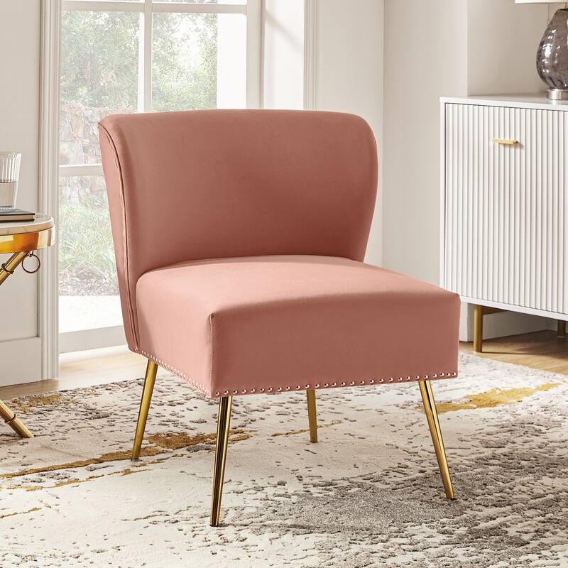 Celtia Modern Velvet Accent Side Chair with Nailhead Trim by HULALA HOME