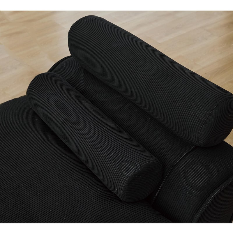 132" Corduroy Modular 6-Seater Sectional Sofa with 12 Pillows (6 Neck + 6 Lumbar), Armless Design and DIY Configuration