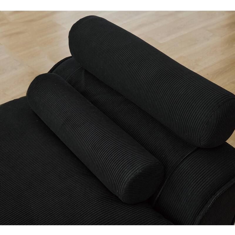 132" Modular Corduroy Sectional Sofa with 12 Pillows & Armless Design