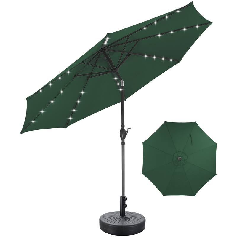 Autlaycil 10ft Solar LED lights Outdoor Patio Umbrella With Base