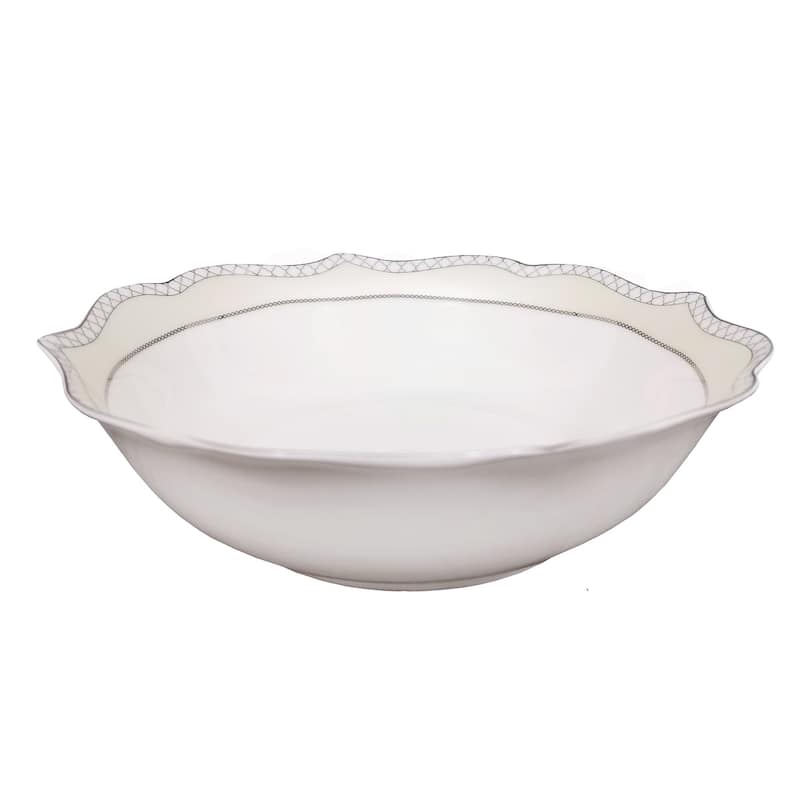 Lorren Home Trends 57 Piece Wavy Silver Mix and Match Bone China Service for 8