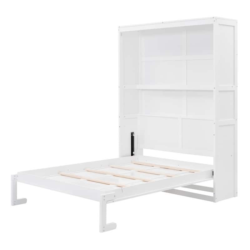 Wooden Quenn Size Murphy Bed Wall Bed with Shelves