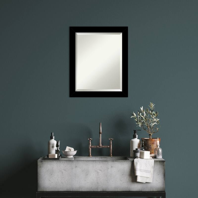 Basic Narrow Beveled Wood Framed Wall Mirror