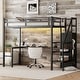 preview thumbnail 3 of 10, Black Twin XL Size Metal Loft Bed with L-shaped Desk and USB, Wardrobe and Adjustable Shelf, LED for Kids, Teens, Adults