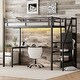 preview thumbnail 3 of 10, Twin XL Size Loft Bed with L-shaped Desk and USB, Metal Loft Bed with Wardrobe and Adjustable Shelf, High Loft Bed with LED