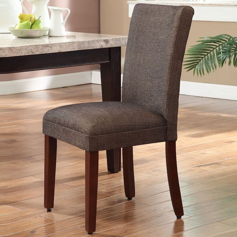 HomePop Elegant Parson Dining Chair -Blue and Brown Damask - N/A