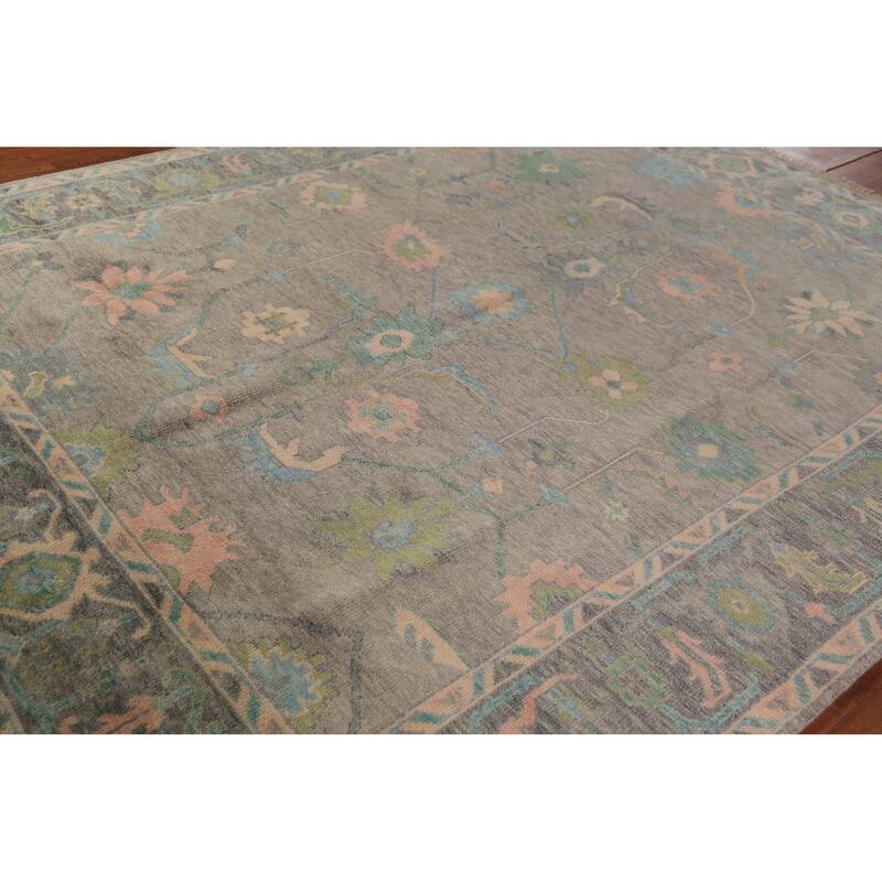 Oushak Indian Area Rug Hand-Knotted Wool Carpet - 7'10"x 9'11"