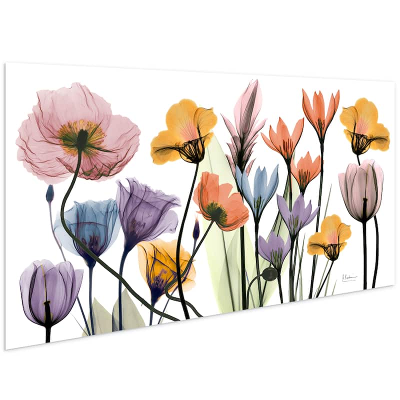 "Flowerscape Portrait" Frameless Free Floating Tempered Glass Panel Graphic Wall Art