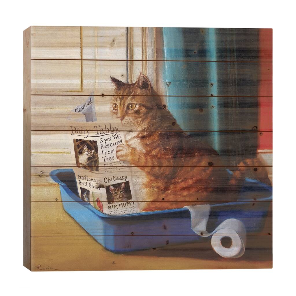 Kitty Throne Print On Wood by Lucia Heffernan - Multi-Color
