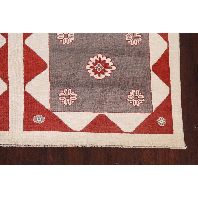 Geometric Gabbeh Kashkoli Area Rug Hand-knotted Oriental Wool Carpet - 6'1" x 8'11"