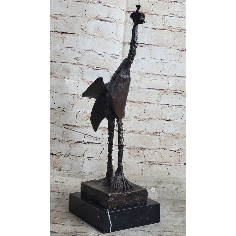 Pablo Pico Steampunk Abstract Ostrich Bird Bronze Statue Sculpture Figure On Marble Base