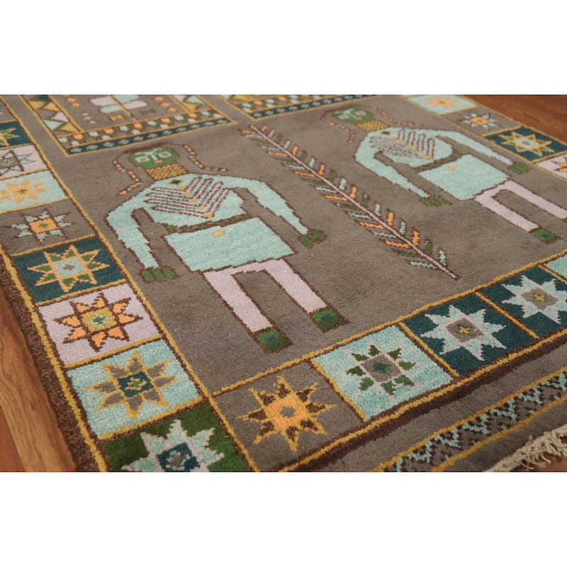 Hand Knotted Oriental 100% Wool Carpet Traditional Tribal Brown Heriz (serapi) Runner Rug - 9' 11'' X 4' 0''