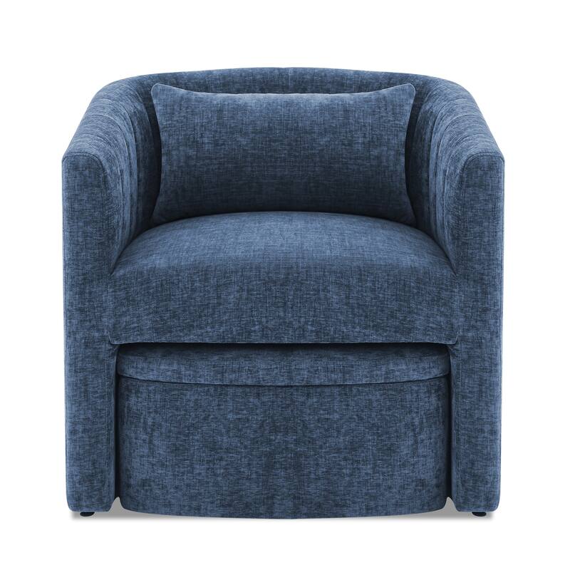 Barrel Accent Chair With Storage Ottoman,Modern Living Room Barrel Chair,Chenille Reading Chair With Ottoman For Living Room