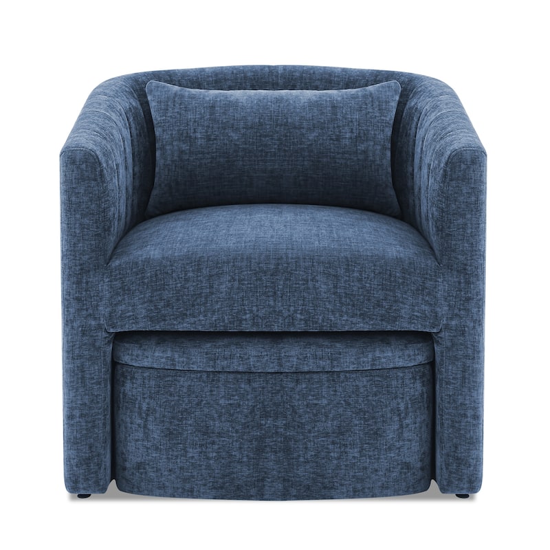 Upholstered Chenille Barrel Accent Chair With Storage Ottoman,Modern Barrel Arm Chair,Reading Chair With Ottoman For Living Room