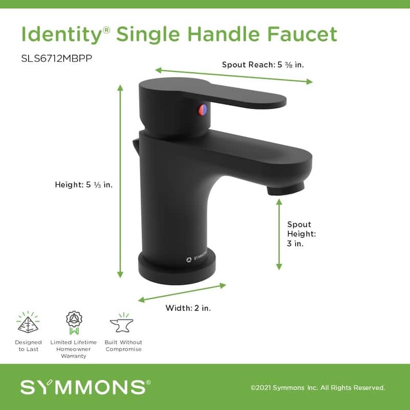 Symmons SLS6712PP Identity 1.0 GPM Single Hole Bathroom Faucet with