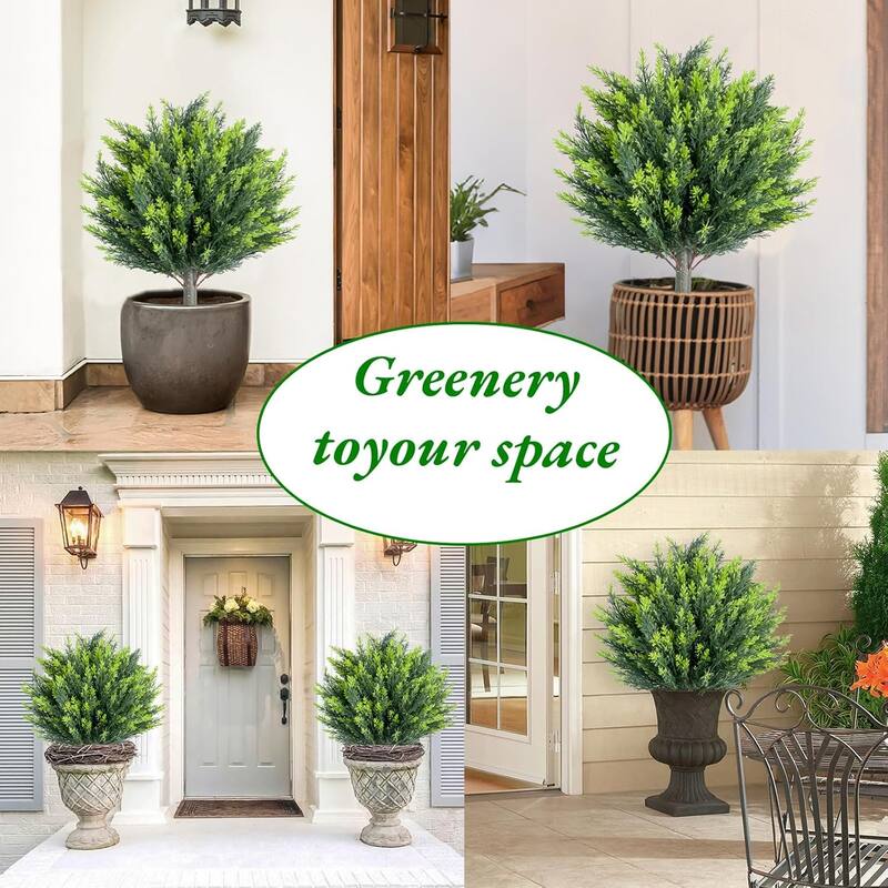 25.5" Artificial Topiary Tree with Ground Spike,Artificial Cypress Topiary Plant with Ground Stake