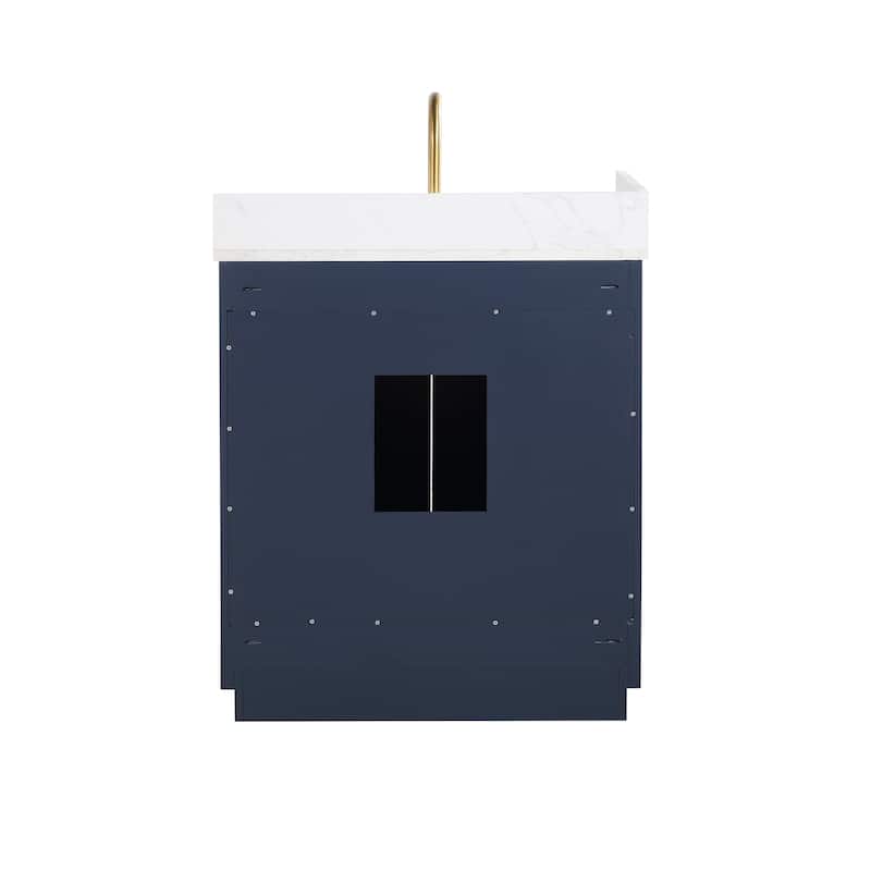 Altair Gavino Bath Vanity with Grain White Composite Stone Top and Mirror