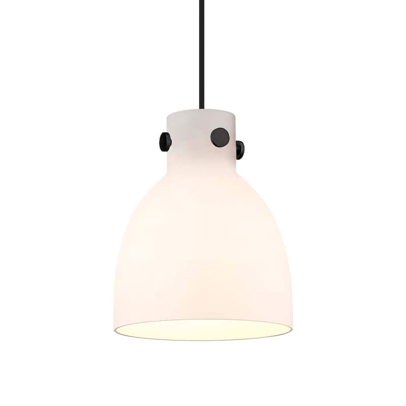 Innovations Lighting 410-1PS-10-8 Newton Bell Pendant Newton Bell 8" - Matte Black / Matte White