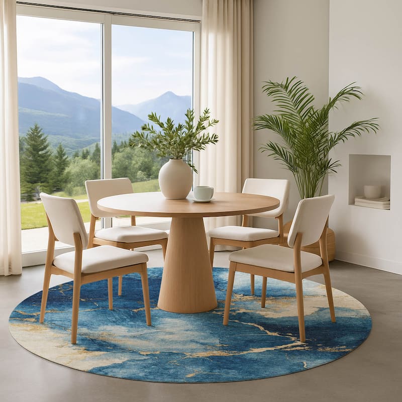Premium Washable Super Soft Contemporary Mayfield Rug - Navy - 8' x 8'