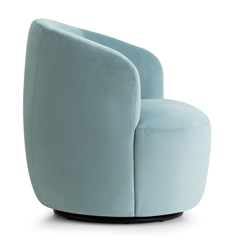 26.5" Wide Velvet Small Swivel Barrel Accent Chair