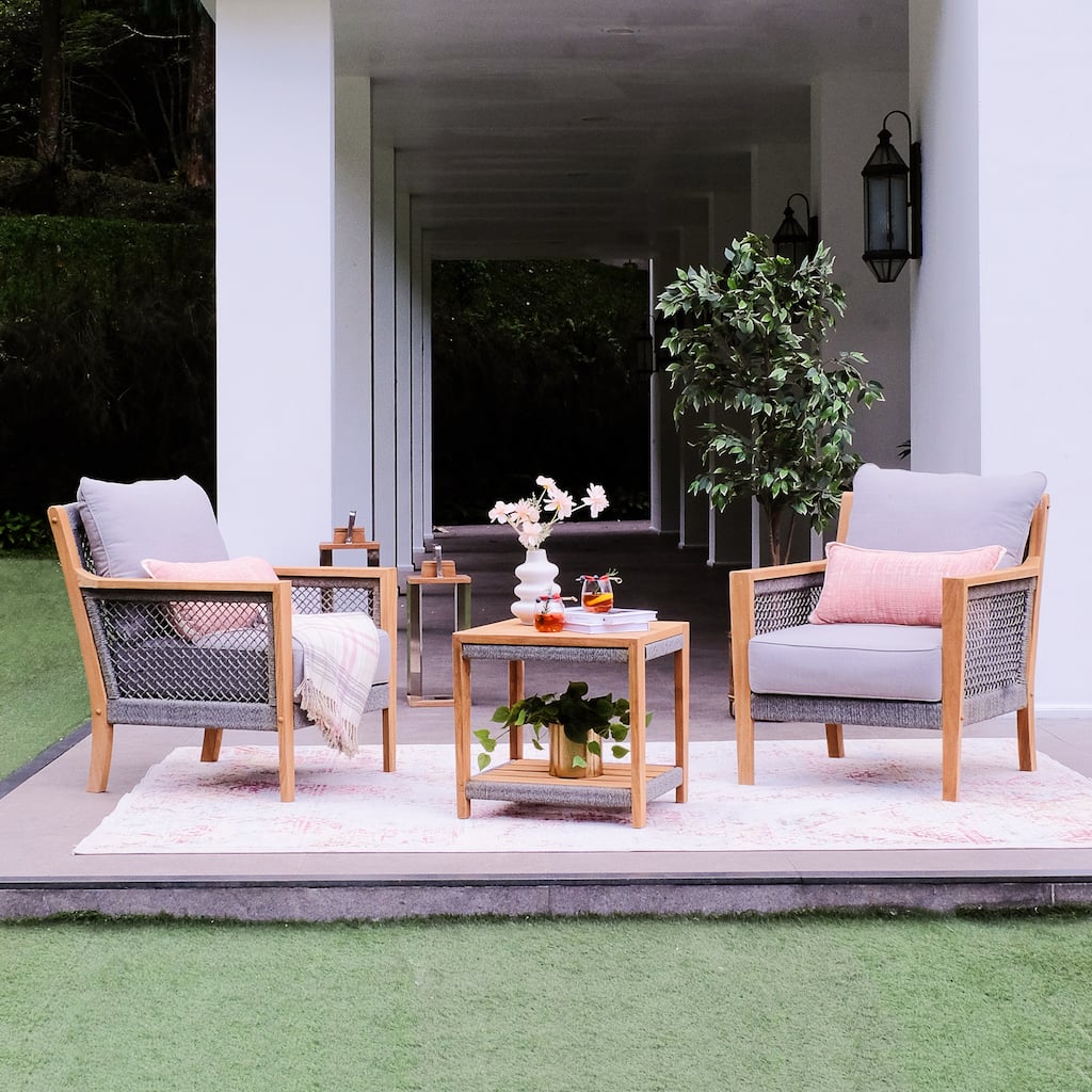 Cambridge Casual Nassau 3-Piece Teak Wood Outdoor Chat Set