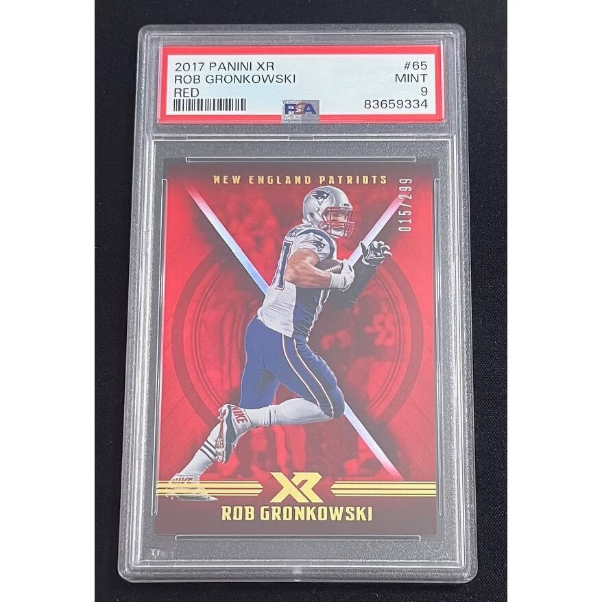Rob Gronkowski 2017 Panini XR Red Football Card #65 Graded PSA 9 15/299 - 8'6" x 11'6"