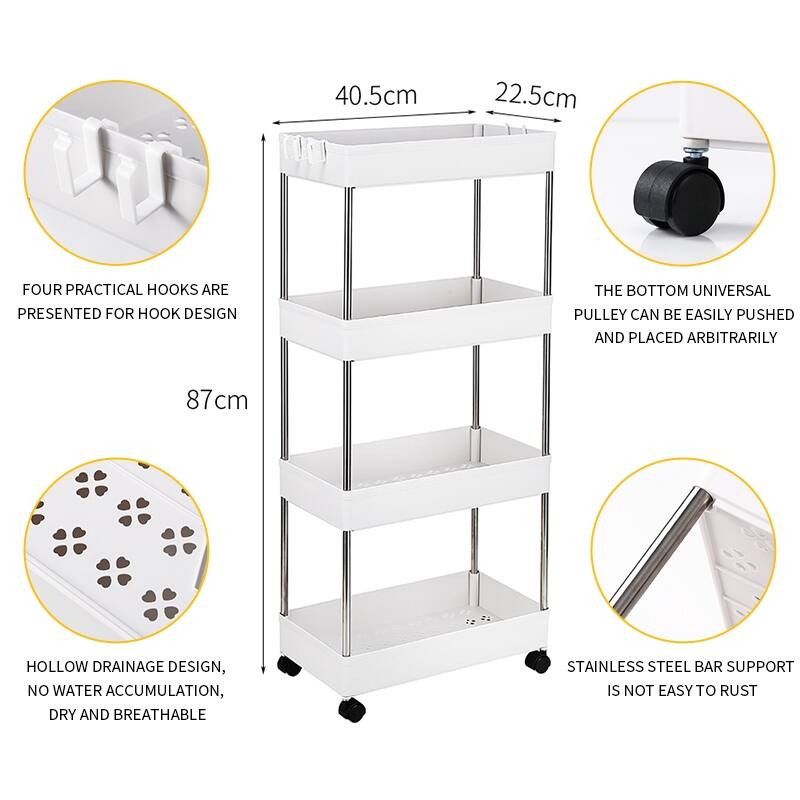 4-Layer Mobile Multi-functional Storage Cart Storage Cabinet