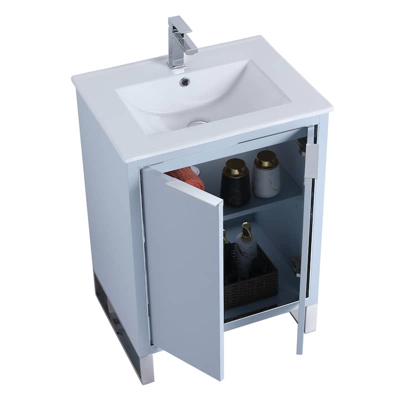 Fine Fixtures Opulence Collection Bathroom Vanity with White Ceramic Sink