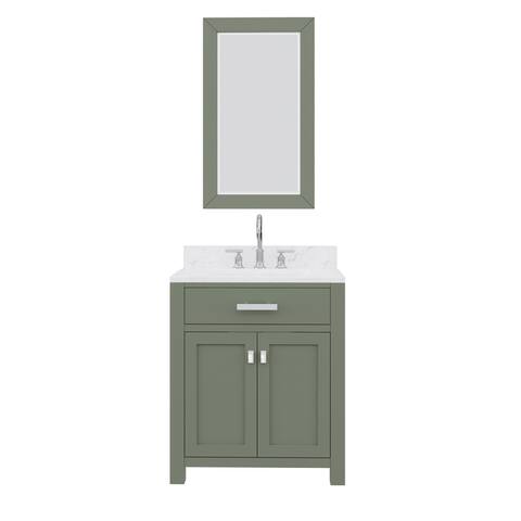Madison Carrara White Marble Countertop Vanity with Mirror and Faucet