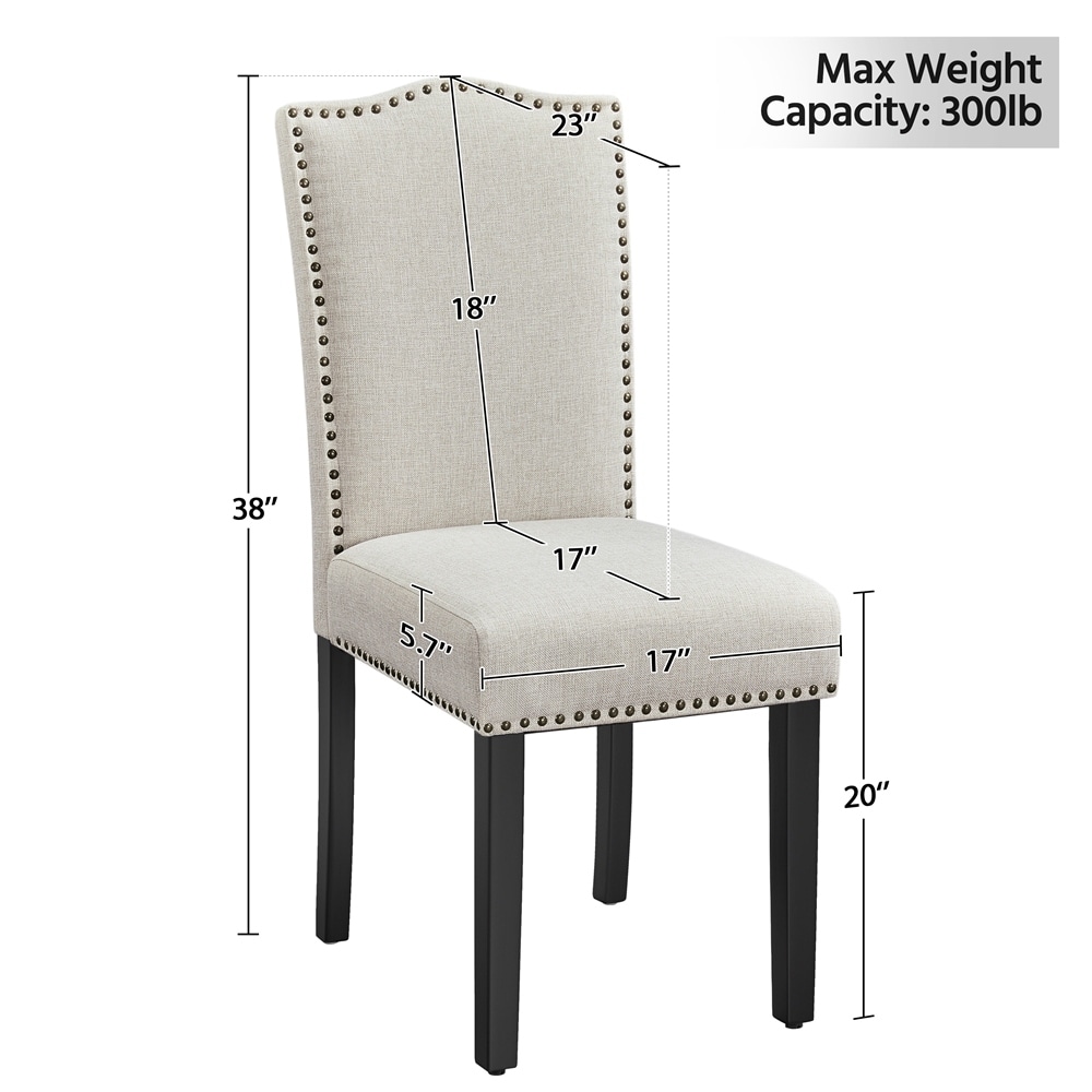 Yaheetech Set of 2 Modern Fabric Upholstered Dining Chairs Kitchen