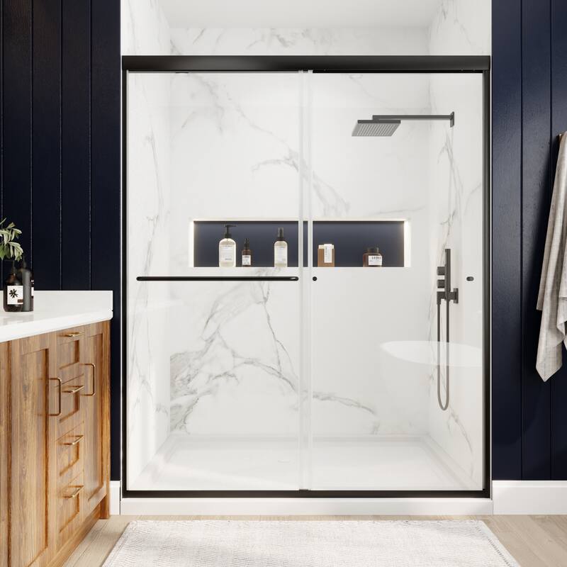 Modland 56-60''x 72'' Glass Shower Door - 56''-60''x 72'' - Matte Black