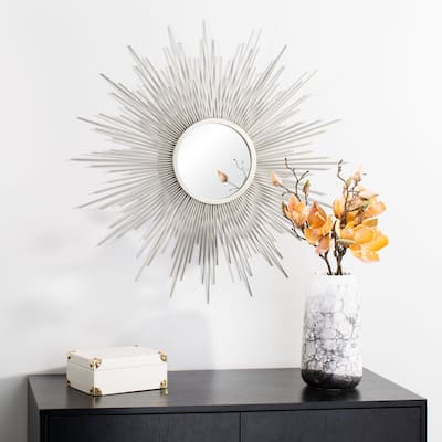 SAFAVIEH Alves 30-inch Champagne Sunburst Round Mirror - 30" W x 0.8" L x 30" H