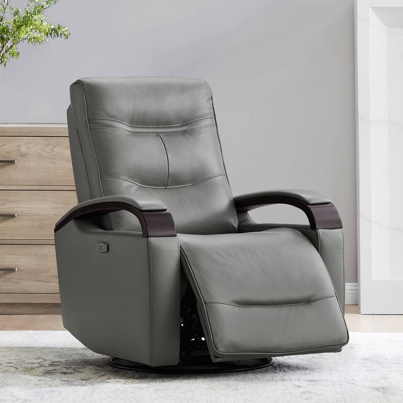 Spruce & Spring Regan Leather Power Recliner Swivel Glider Rocker with Power Headrest