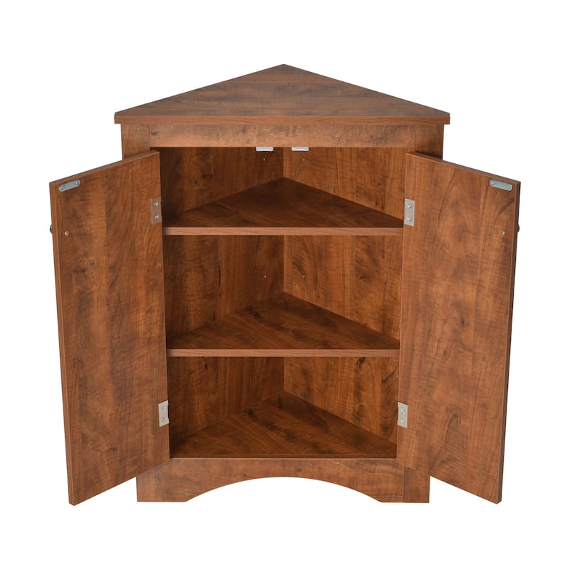Triangle Floor Cabinet Storage Corner Cabinet with Adjustable Shelves and Brushed Nickle Knobs for Office Bathroom Living Room