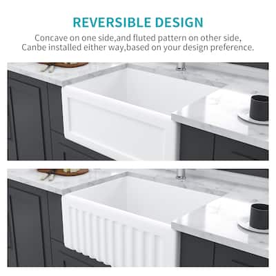Farmhouse Apron Front White Ceramic Kitchen Sink with Grid, Drain and Basket Strainer – 23-3/4 inch