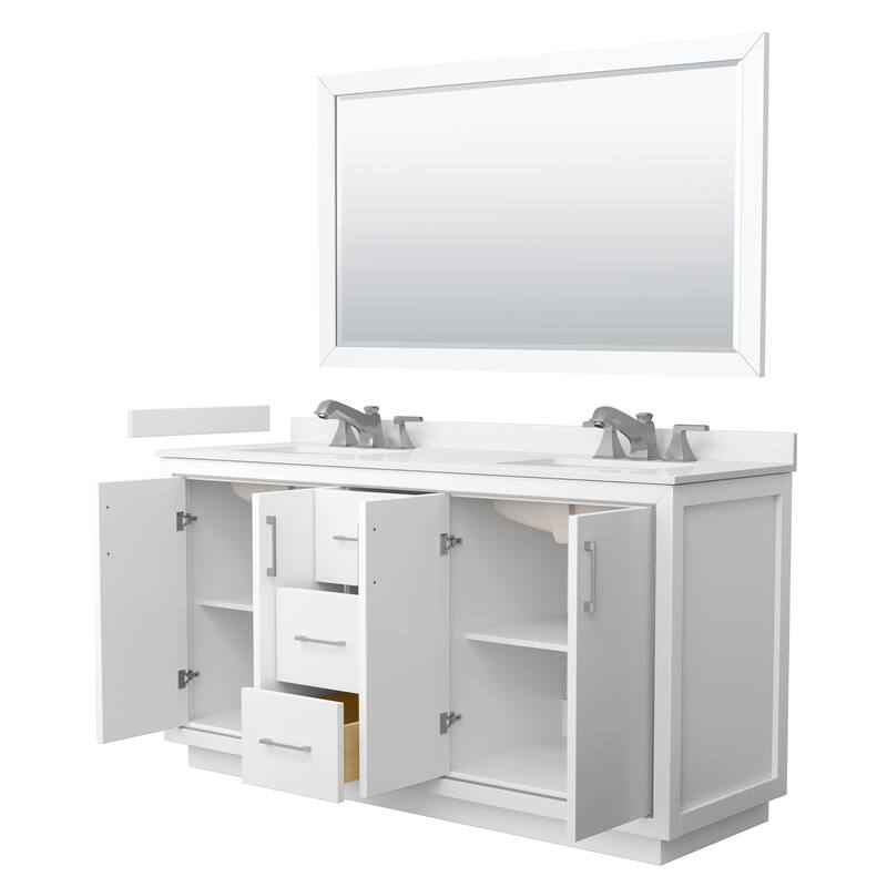 Icon 66-inch Double Vanity, Quartz Top, 58-inch Mirror