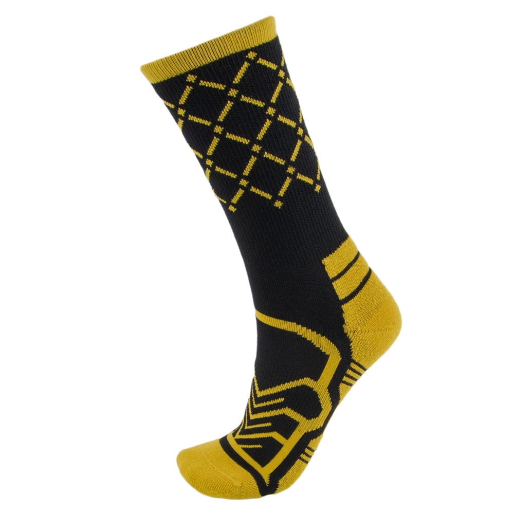 Shop Medium Basketball Compression Socks Black Yellow On Sale