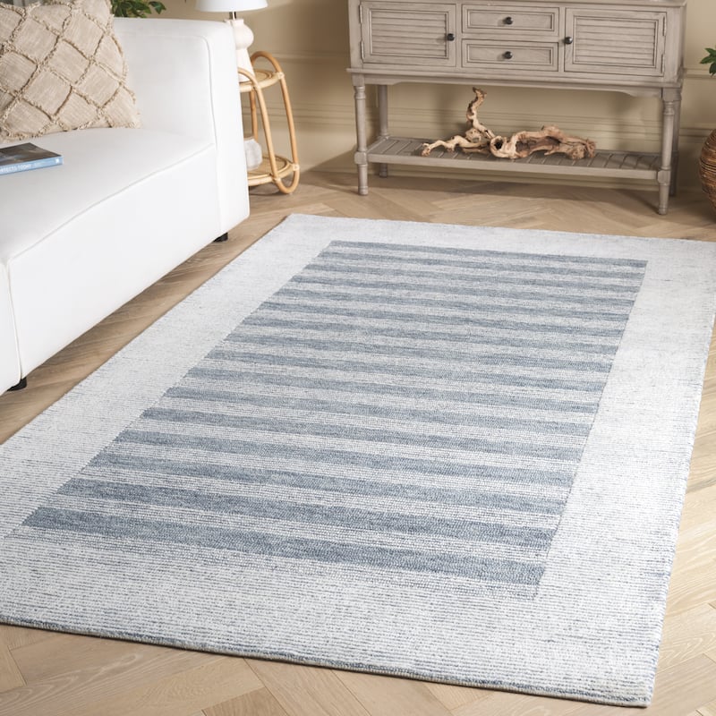 SAFAVIEH Handmade Pine Costanza Modern Wool Rug - 6' x 9' - Blue/Ivory