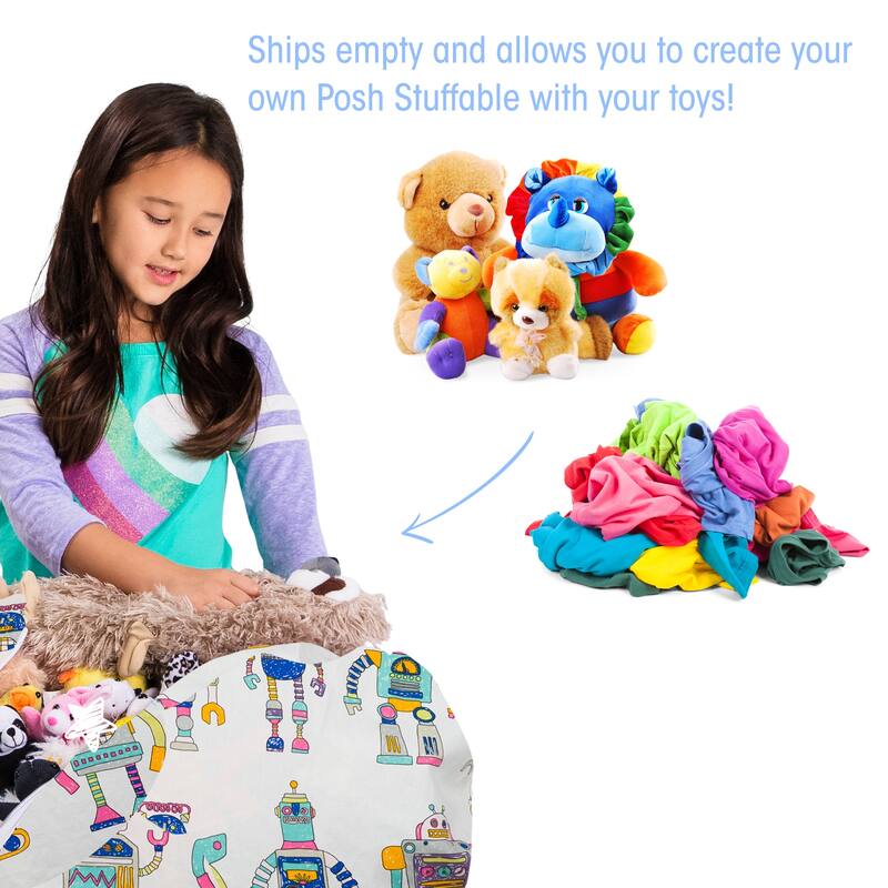 Kids Bean Bag Chair Cover Stuffed Animal Storage or Toy Organizer