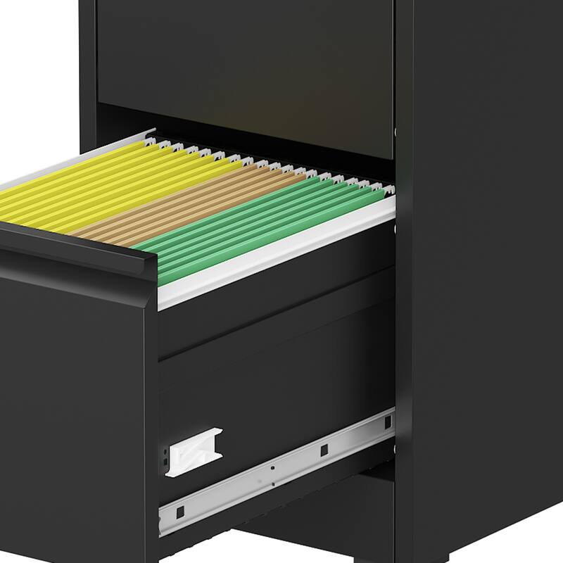 GDFStudio - Bexley 4-Drawer Locking Vertical File Cabinet with Wheels, Heavy-Duty Metal Storage
