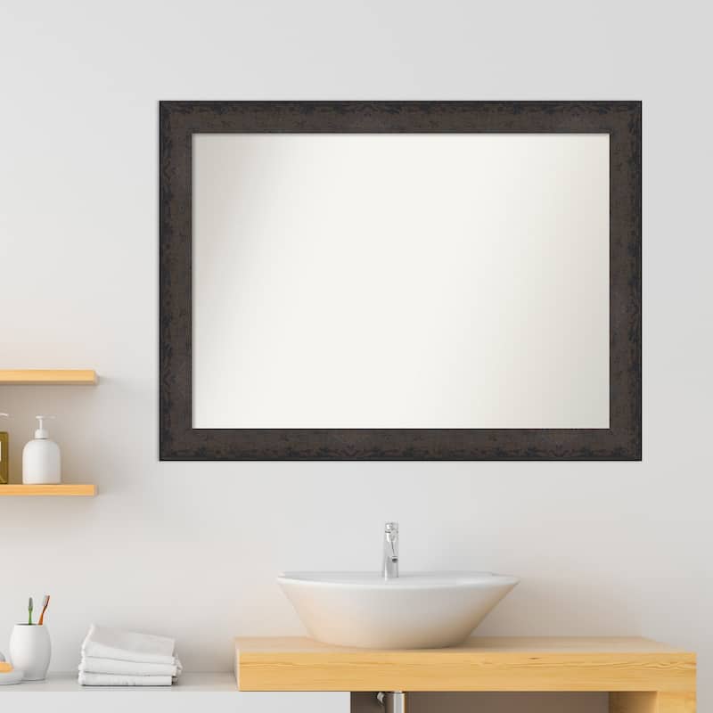 Dappled Non-Beveled Wood Framed Bathroom Vanity Wall Mirror