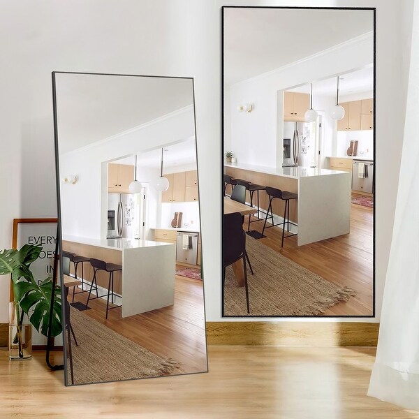 Glam Large Rectangular Full-length Floor Mirror Wall Mount for