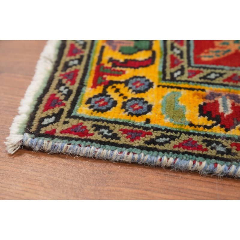 Hand Knotted Oriental 100% Wool Carpet Traditional Floral Red Tabriz Area Rug - 4' 8'' X 3' 4''