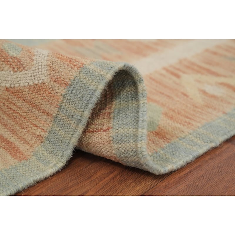 Hand Woven Oriental 100% Wool Carpet Southwestern Tribal Navy Blue & Blues Kilim Area Rug - 9' 9'' X 6' 5''