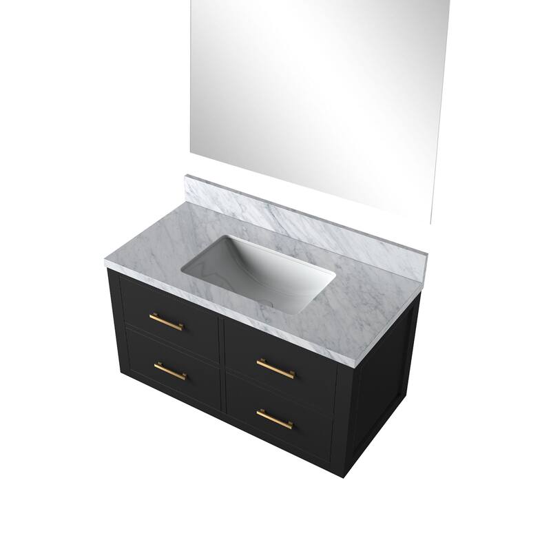 Castor Bath Vanity with Carrara Marble Top, Sink and Mirror